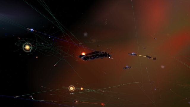 Hiigaran battlecruiser in the thick of a Gulf Sector engagement